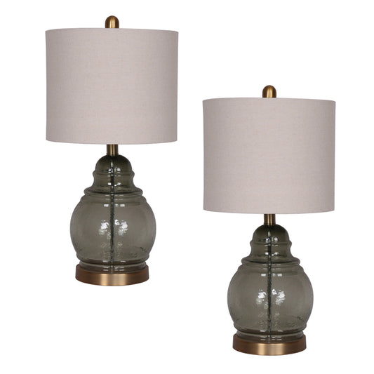 Sagebrook Home S/2 24" Glass Clear Jar Table Lamps - Gold