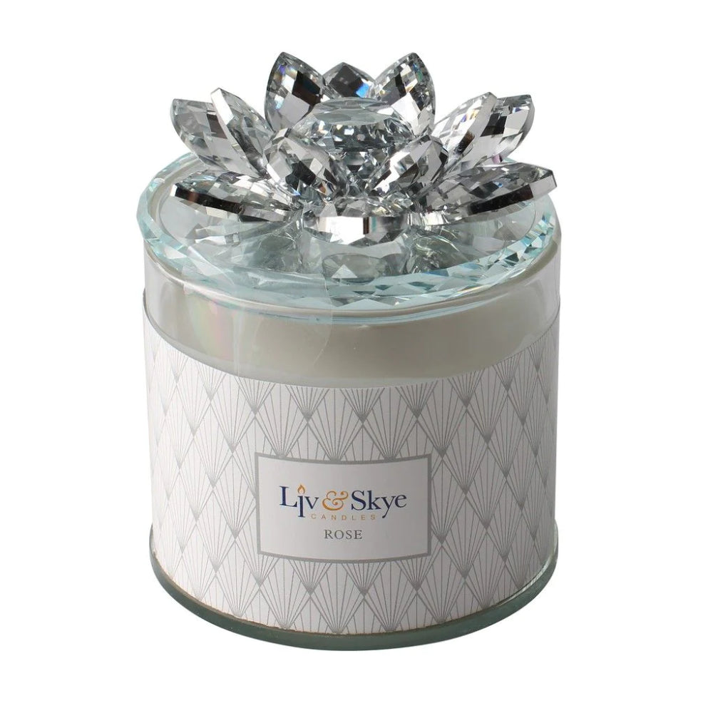 Sagebrook Home Crystal Scented 5" Soy Candle Lotus Box - Silver