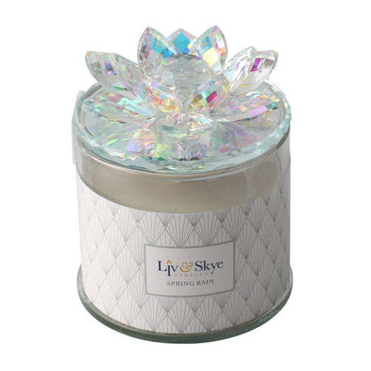 Sagebrook Home Crystal Scented 5" Soy Candle Lotus Box - Rainbow