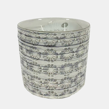 Vela de citrino con flores de 7" de Sagebrook Home, color blanco y gris