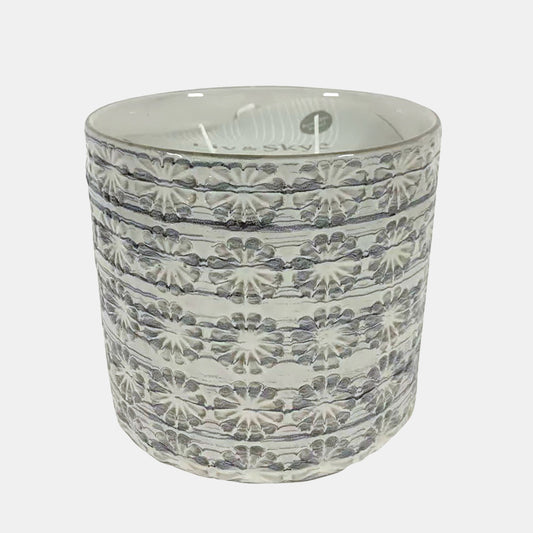 Vela de citrino con flores de 7" de Sagebrook Home, color blanco y gris