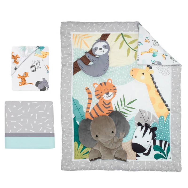 Bedtime Originals Mighty Jungle Animals Crib Bedding Set (3-Pieces) - Multicolor