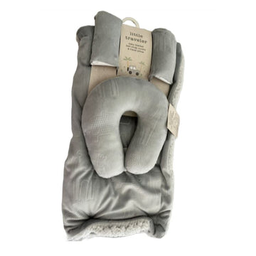 Fundas de almohada de viaje con correas para manta de bebé Little Traveler (3 piezas) - Gris safari