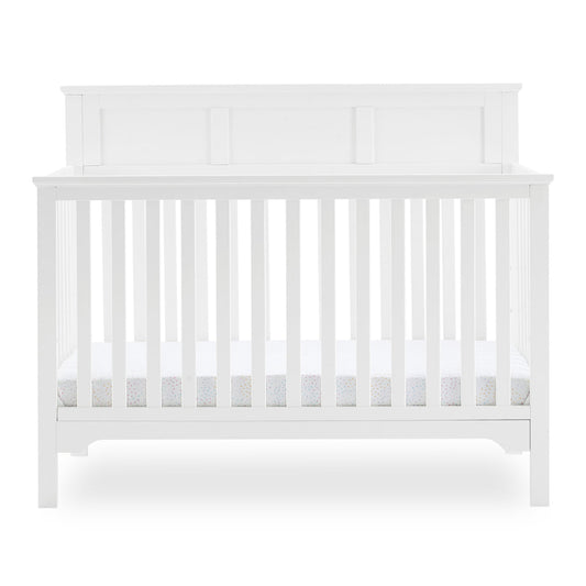 Delta Children Sweet Beginnings Hart Flat Top White 6-in-1 Convertible Wooden Crib