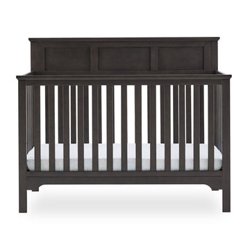 Delta Children Sweet Beginnings Hart Flat Top Stone Gray 6-in-1 Convertible Wooden Crib