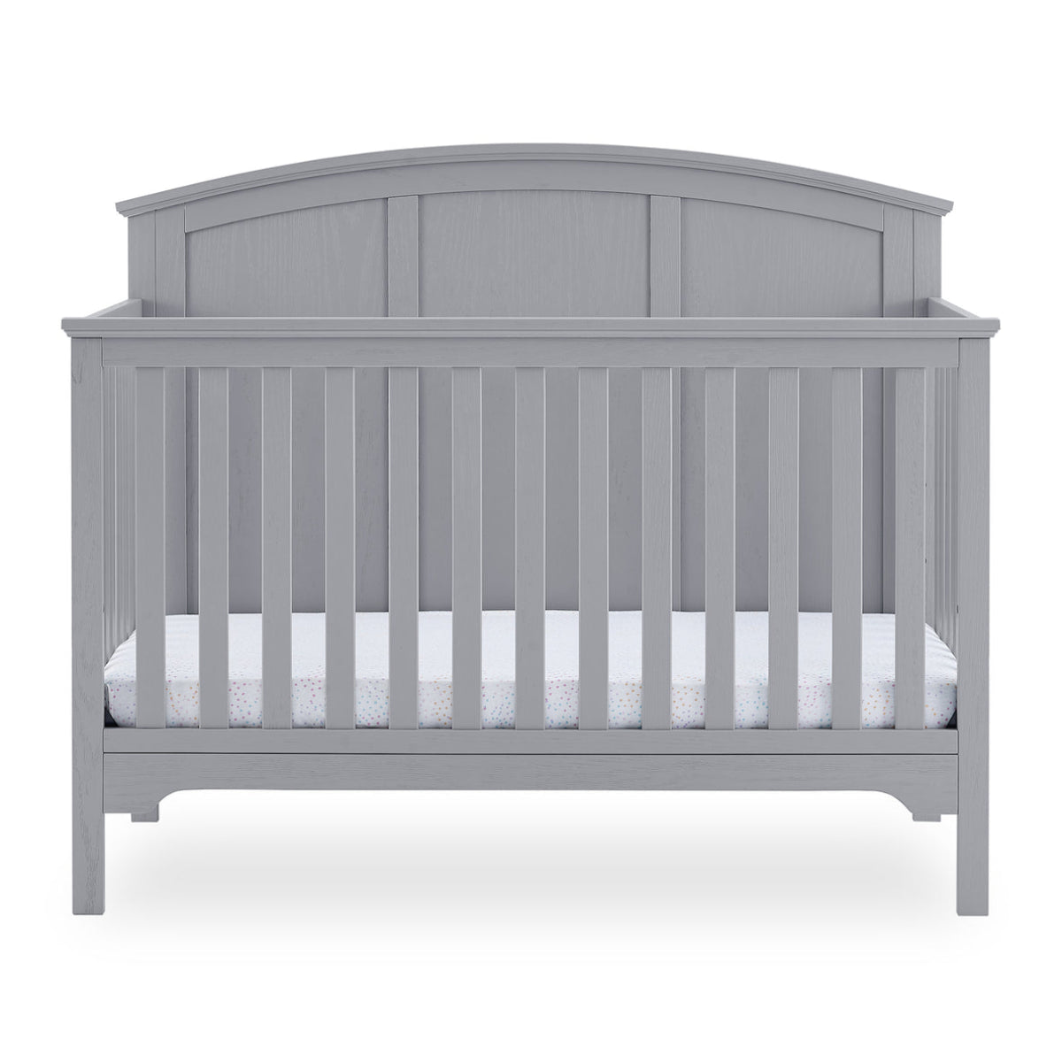 Cuna convertible de madera 6 en 1 con parte superior curvada en gris Sweet Beginnings de Delta Children