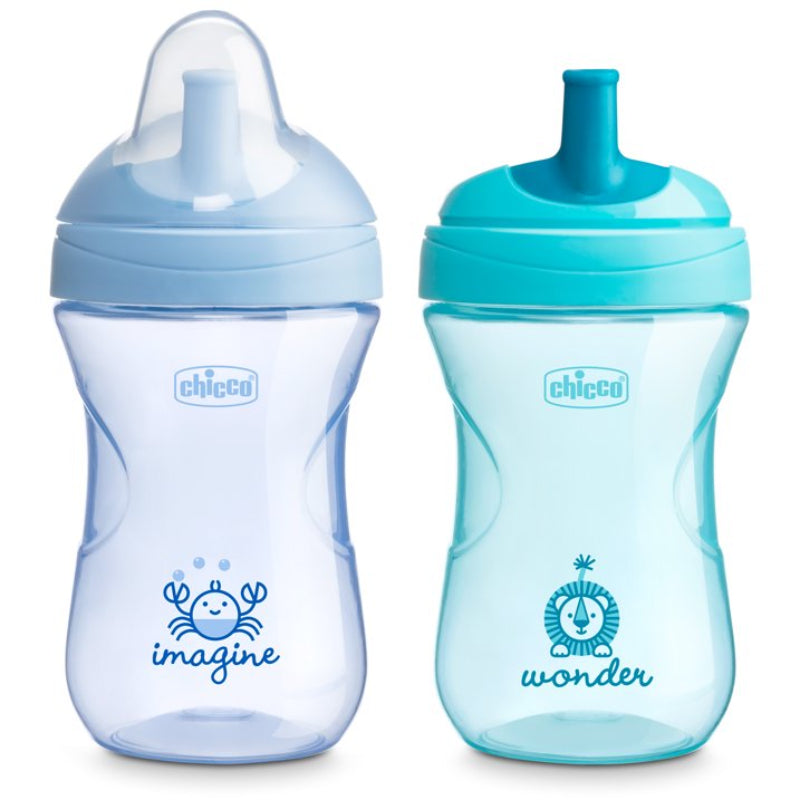 Chicco 9oz Sport Spout Trainer Sippy Cup, 9+ Months (Set of 2) - Blue/Teal