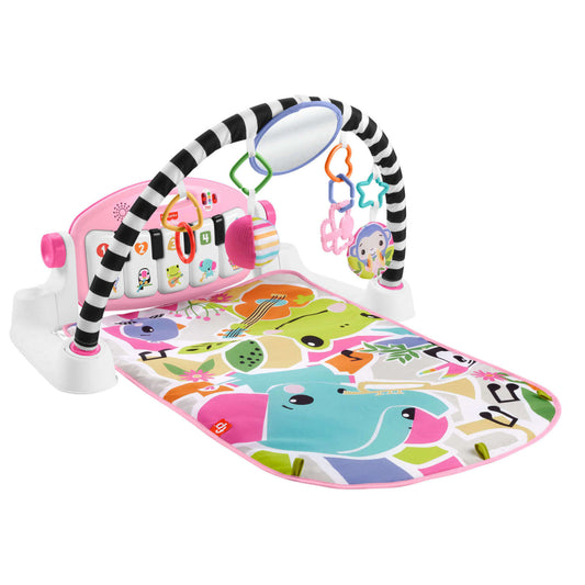 Fisher-Price 4-in-1 Glow and Grow Kick and Play Piano Gym Baby Playmat with Musical Learning Toy - Pink