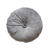 Almohada de felpa redonda de 14" con adorno de botón Queens Dignity de Evolved Home - Gris