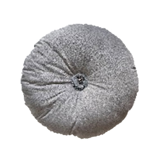 Evolved Home Queens Dignity 14" Round Plush Pillow with Button Embellishment - Gray