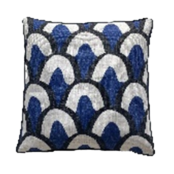 Almohada decorativa de estilo moderno de 18" con cierre de cremallera de Evolved Home Upscale Fun - Azul/blanco