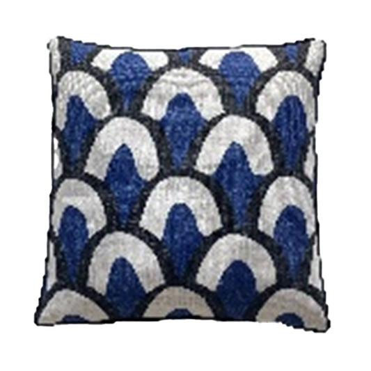 Evolved Home Upscale Fun 18" Modern Style Accent Pillow with Zipper Closure - Blue/White