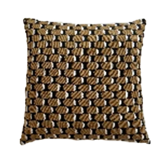 Funda de almohada decorativa de estilo moderno de 18" de Evolved Home: azul ladrillo/marrón