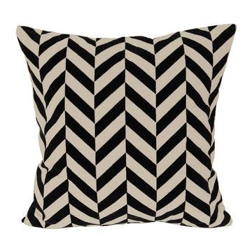 India House 20" x 20" Square Flock Herringbone Throw Pillow - Black/Natural
