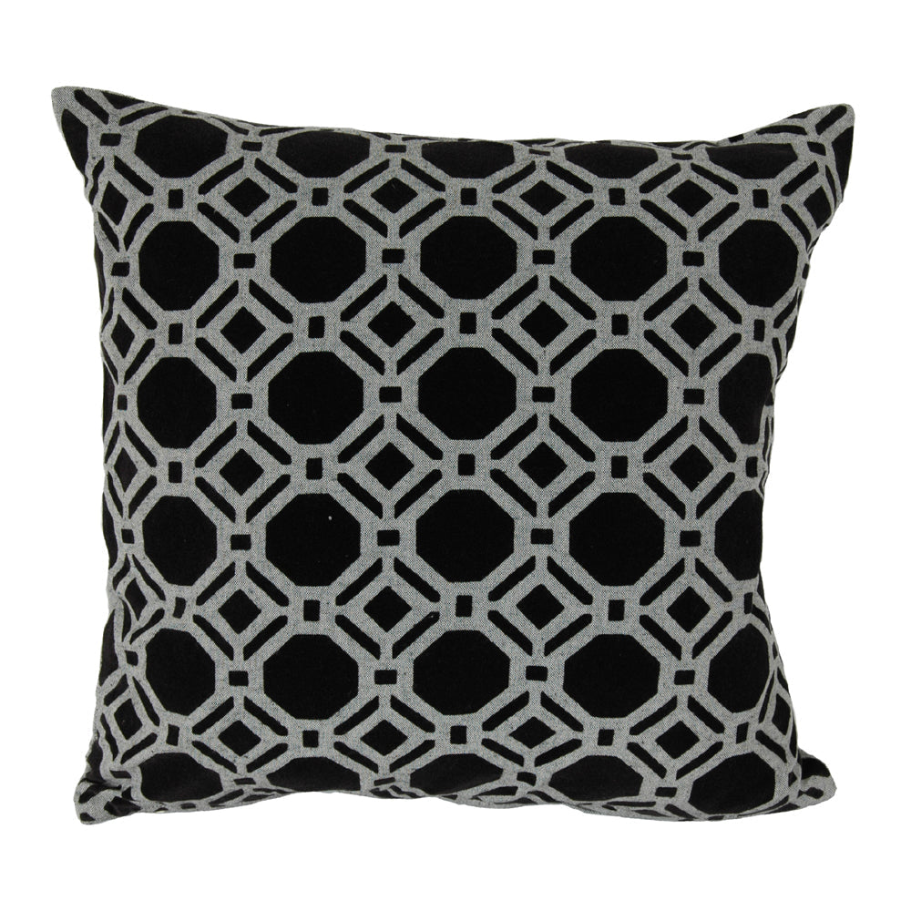 India House 20" x 20" Square Flock Honeycomb Throw Pillow - Black/Gray