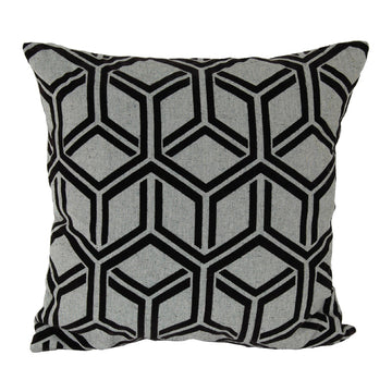 India House 20" x 20" Square Flock Lattice Throw Pillow - Black/Gray