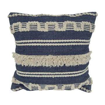 India House 20" x 20" Square Boho Throw Pillow - Indigo