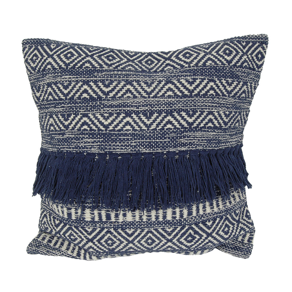 India House 20" x 20" Square Boho Throw Pillow - Indigo Tribal