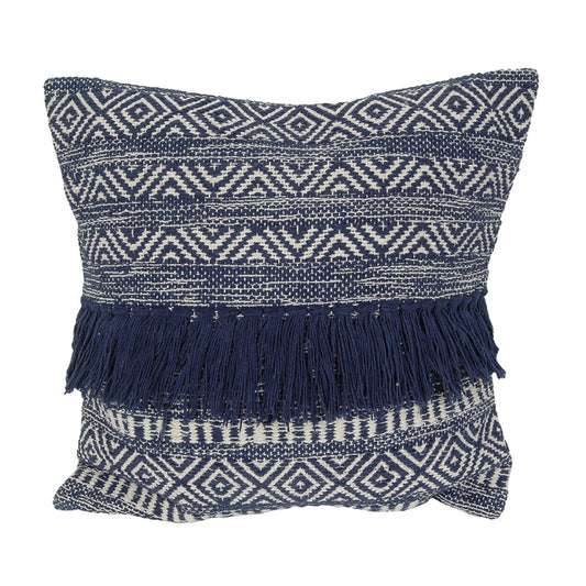 Almohadón bohemio cuadrado de 20" x 20" de India House - Tribal índigo