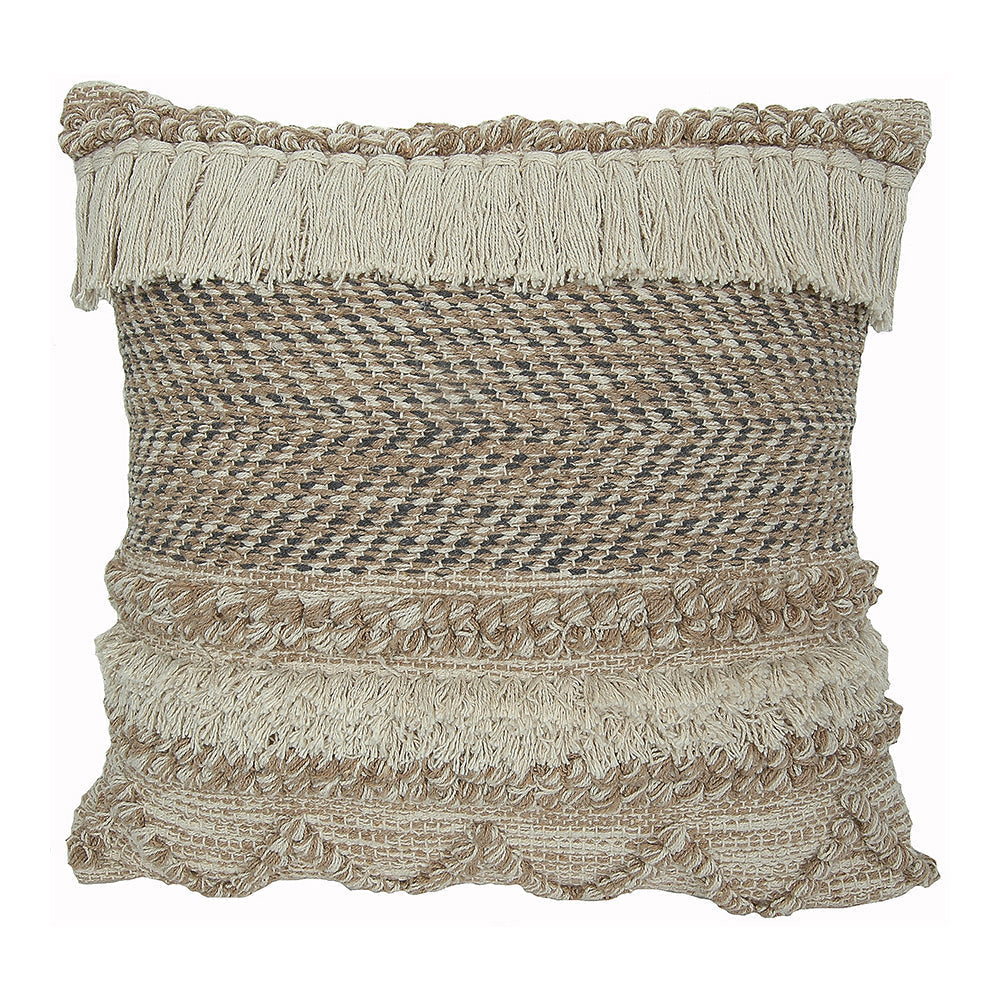 India House 20" x 20" Square Boho Throw Pillow - Earthy