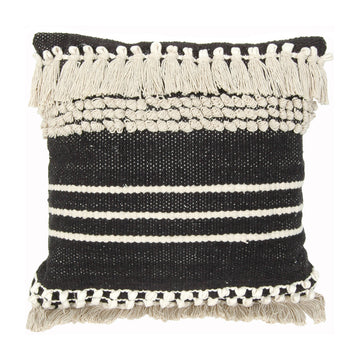 India House 20" x 20" Square Boho Throw Pillow - Black/Natural