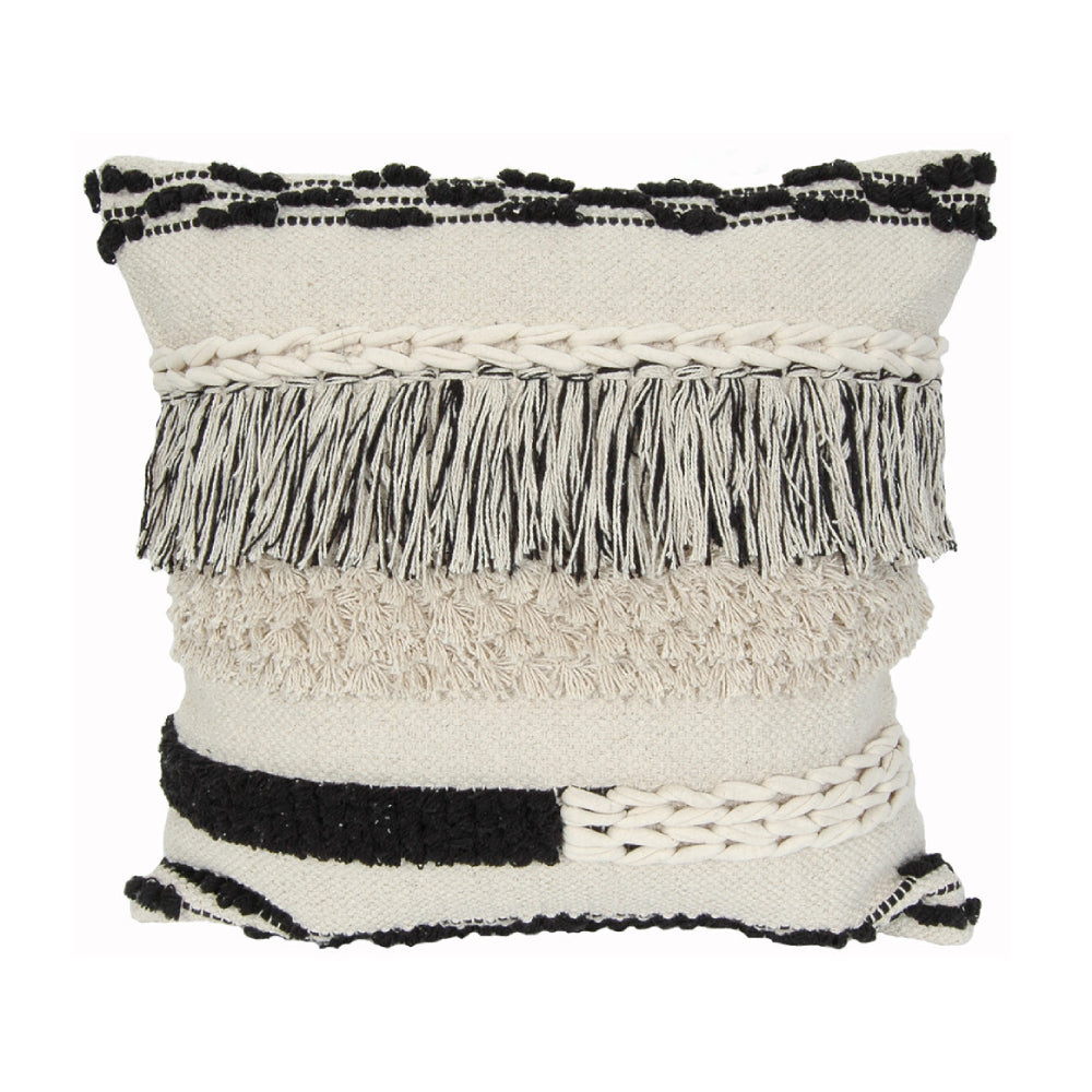 India House 20" x 20" Square Boho Throw Pillow - Black/White/Natural