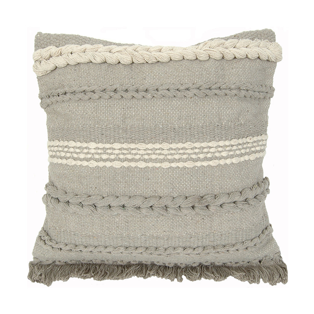 India House 20" x 20" Square Boho Throw Pillow - Gray