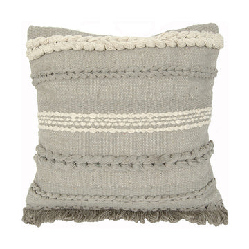 India House 20" x 20" Square Boho Throw Pillow - Gray