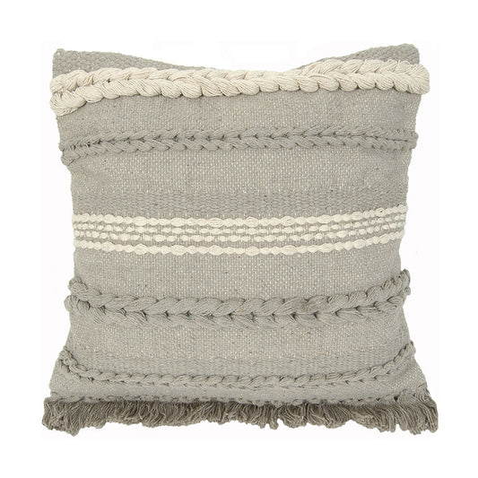 Almohada bohemia cuadrada de 20" x 20" de India House, color gris