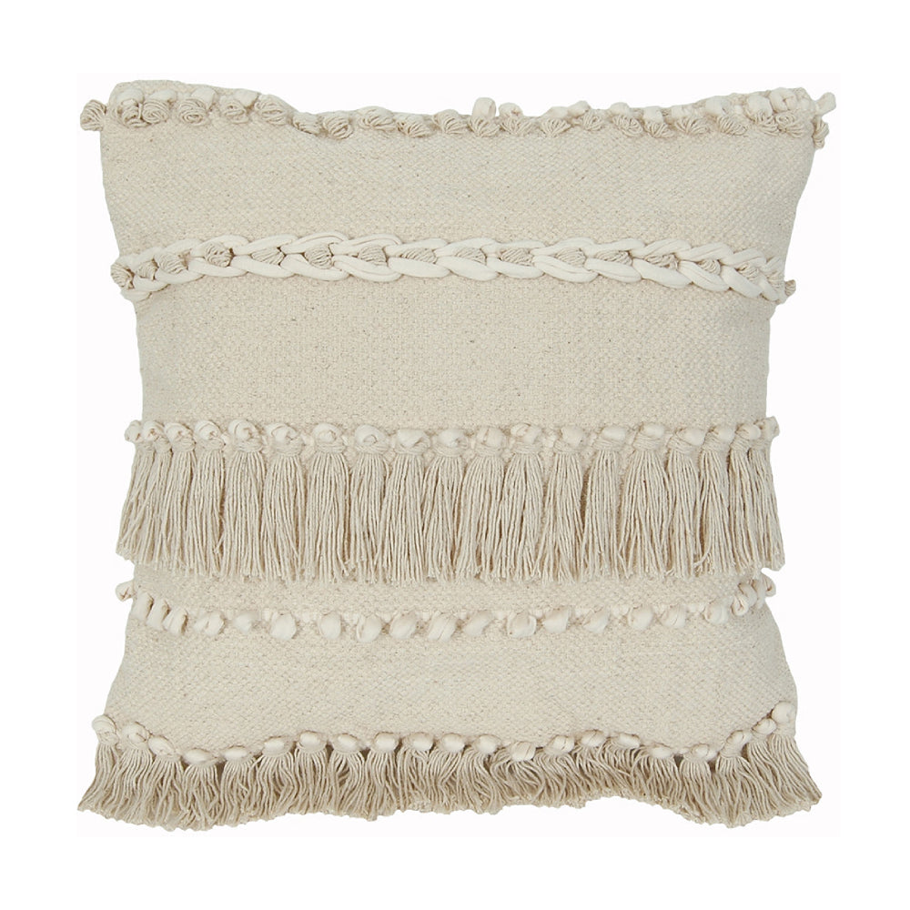 India House 20" x 20" Square Boho Throw Pillow - Natural