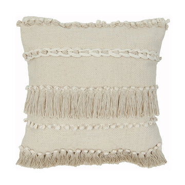 India House 20" x 20" Square Boho Throw Pillow - Natural