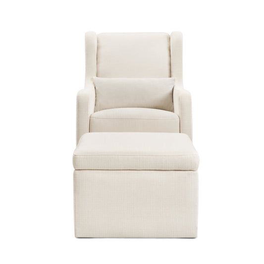 Adrian 37.5" Cream Swivel Glider with Storage Ottoman by DaVinci