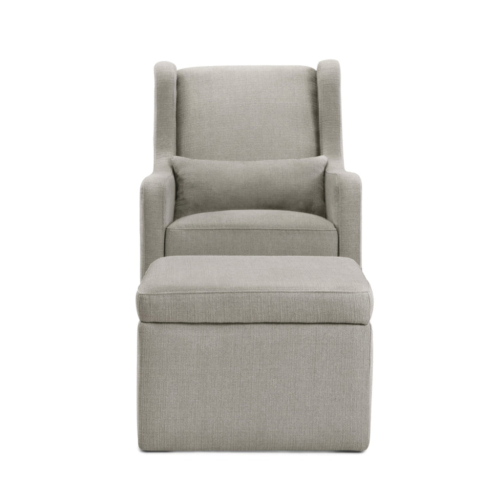 Adrian 37.5" Gray Swivel Glider with Storage Ottoman by DaVinci