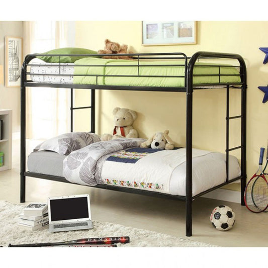 Cama litera Rainbow Twin sobre Twin de Furniture of America, color negro