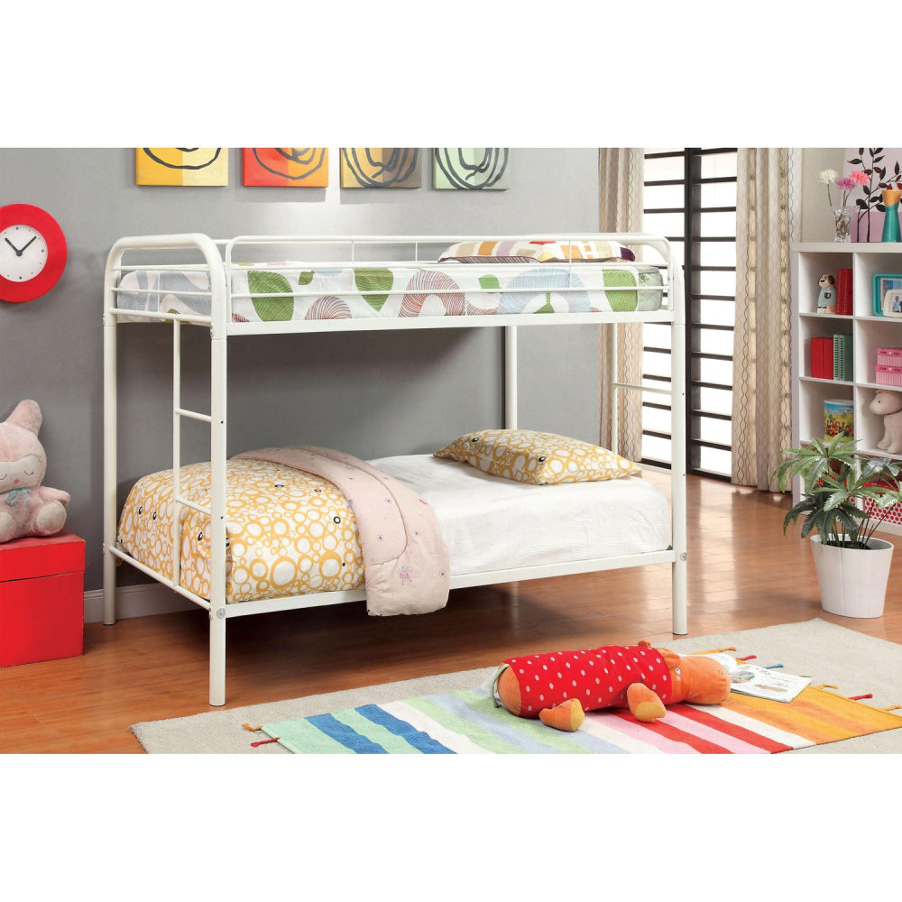 Cama litera Rainbow Twin sobre Twin de Furniture of America, color blanco