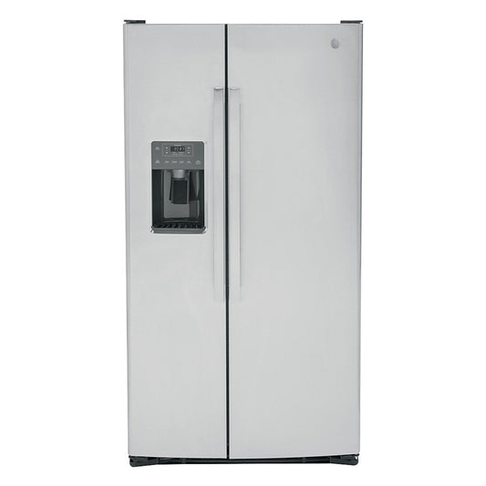 GE GSS25GYPFS 25.3 . Refrigerador de dos puertas con dispensador de agua y hielo - Acero inoxidable resistente a las huellas dactilares