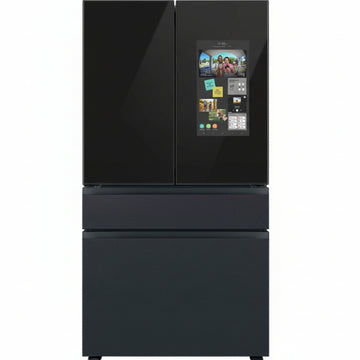Samsung - Refrigerador inteligente BESPOKE de 29 pies cúbicos, 4 puertas y puertas francesas con Family Hub - Acero negro mate