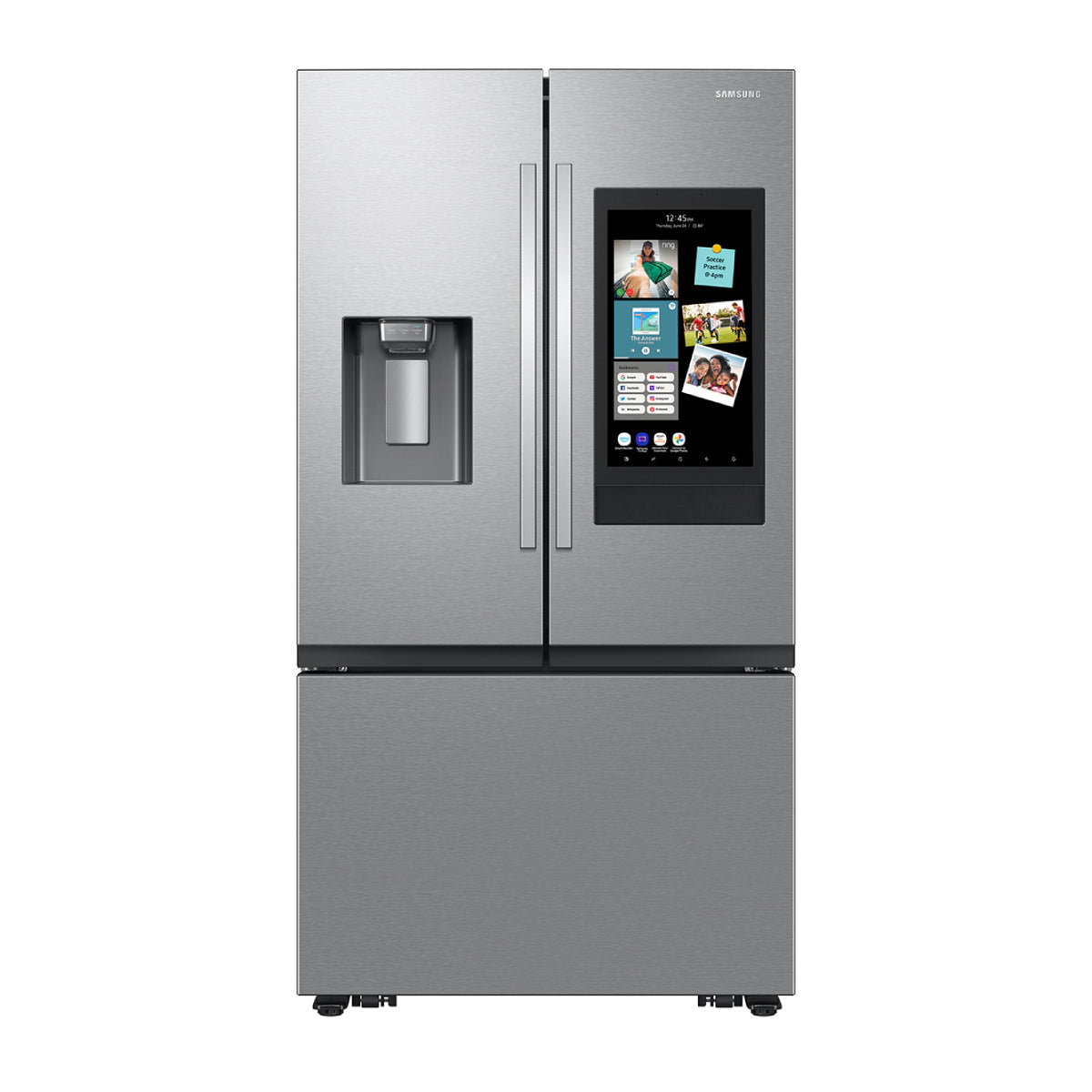 Refrigerador inteligente Samsung RF32CG5900SR de 30 pies cúbicos con puerta francesa y 3 puertas, con Family Hub, acero inoxidable