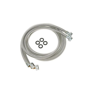 GE WX14X10011 6ft Universal Washer Hose with 90 ÌŠ Elbow (Set of 2) - Stainless Steel - Curacao