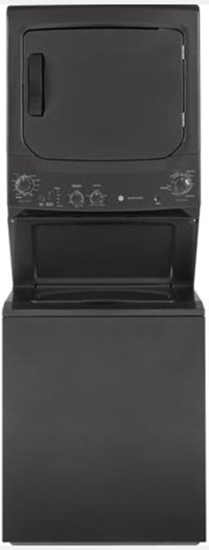 GE GUD27GSPMDG Laundry Center with 3.8 cu. ft. Washer and 5.9 cu. ft. Gas Dryer - Black