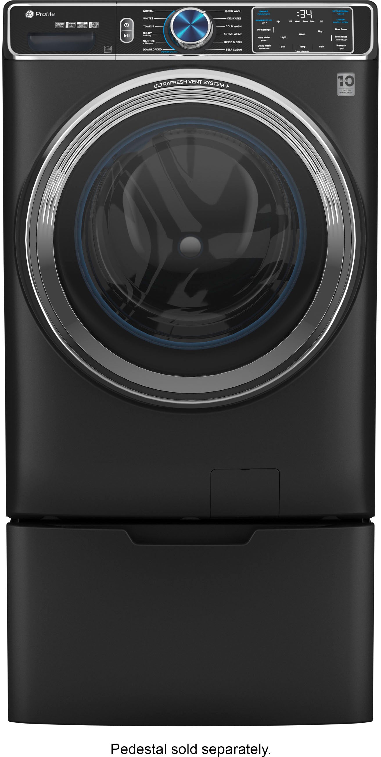 GE Profile - 5.3 cu. ft Smart Front Load Steam Washer with Vent System & Microban Antimicrobial Technology - Carbon Graphite