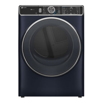 Secadora eléctrica inteligente de carga frontal GE Profile PFD87ESPVRS de 7,8 pies cúbicos con ciclo de vapor y desinfección - Azul zafiro