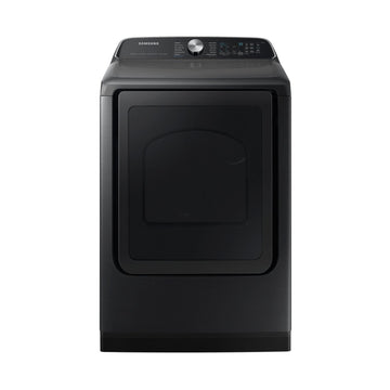 Secadora eléctrica de carga frontal inteligente Samsung de 7,4 pies cúbicos con Steam Sanitize+ - Negro cepillado.