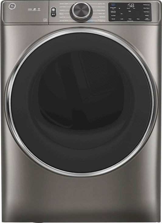 GE GFD65GSPNSN 7.8 cu.ft. Front Load 12-Cycle Gas Dryer with Steam - Satin Nickel