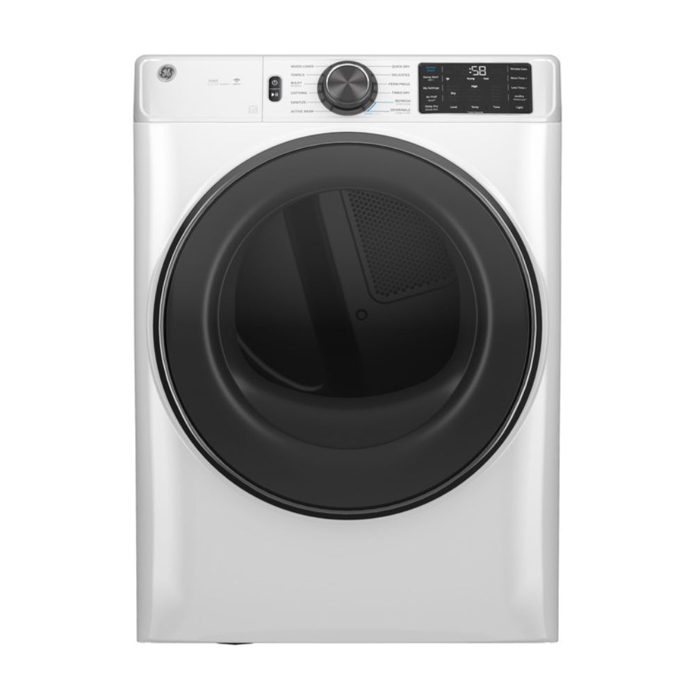 GE GFD65ESSVWW 7.8 cu.ft. Vented Front Load Electric Dryer - Stackable with Steam and Sanitize Cycle - White, ENERGY STAR Certified