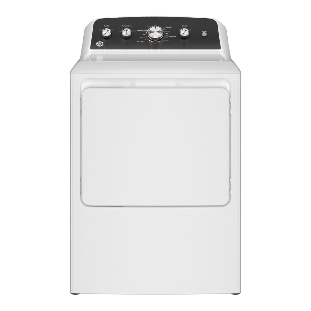 Secadora a gas GE GTD48GASWWB de 7,2 pies cúbicos con carga superior y ventilación de hasta 120 pies - Color blanco