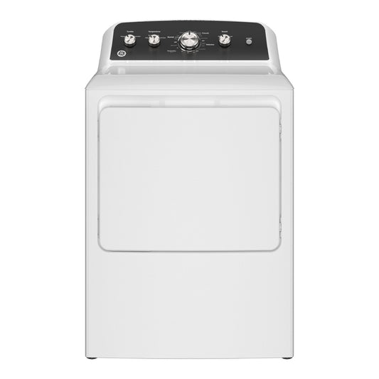 Secadora a gas GE GTD48GASWWB de 7,2 pies cúbicos con carga superior y ventilación de hasta 120 pies - Color blanco