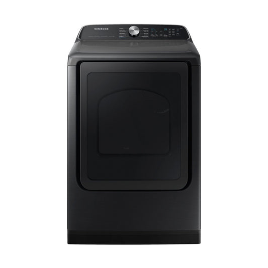 Secadora a gas Samsung de carga frontal inteligente de 7,4 pies cúbicos con Steam Sanitize+ - Negro cepillado