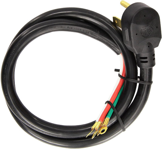 Cable de cocina GE WX09X10035 de 4 pies con 4 cables y 40 A, color negro