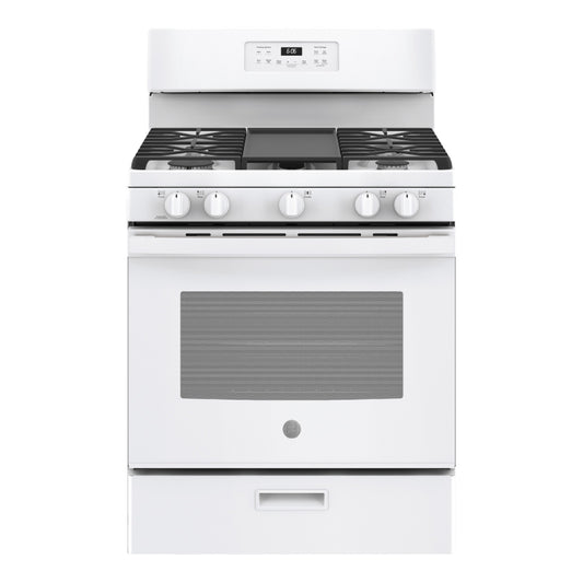 GE JGBS66DEKBB 5.0 cu. ft. Freestanding Natural Gas Range with 5 Burners - White